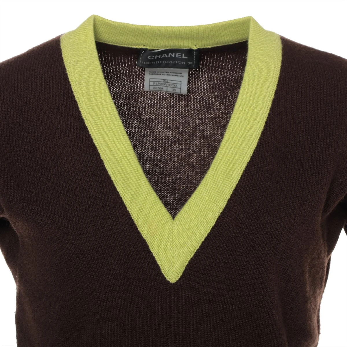 CHANEL 00C カシミヤ シルク 7分袖 ブラウン Vネック ニット CHANEL 00C カシミヤ シルク 7分袖 ブラウン Vネック ニット
