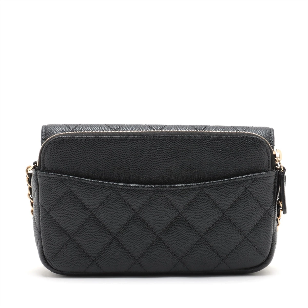 シャネル マトラッセ キャビアスキン チェーンウォレット ブラック