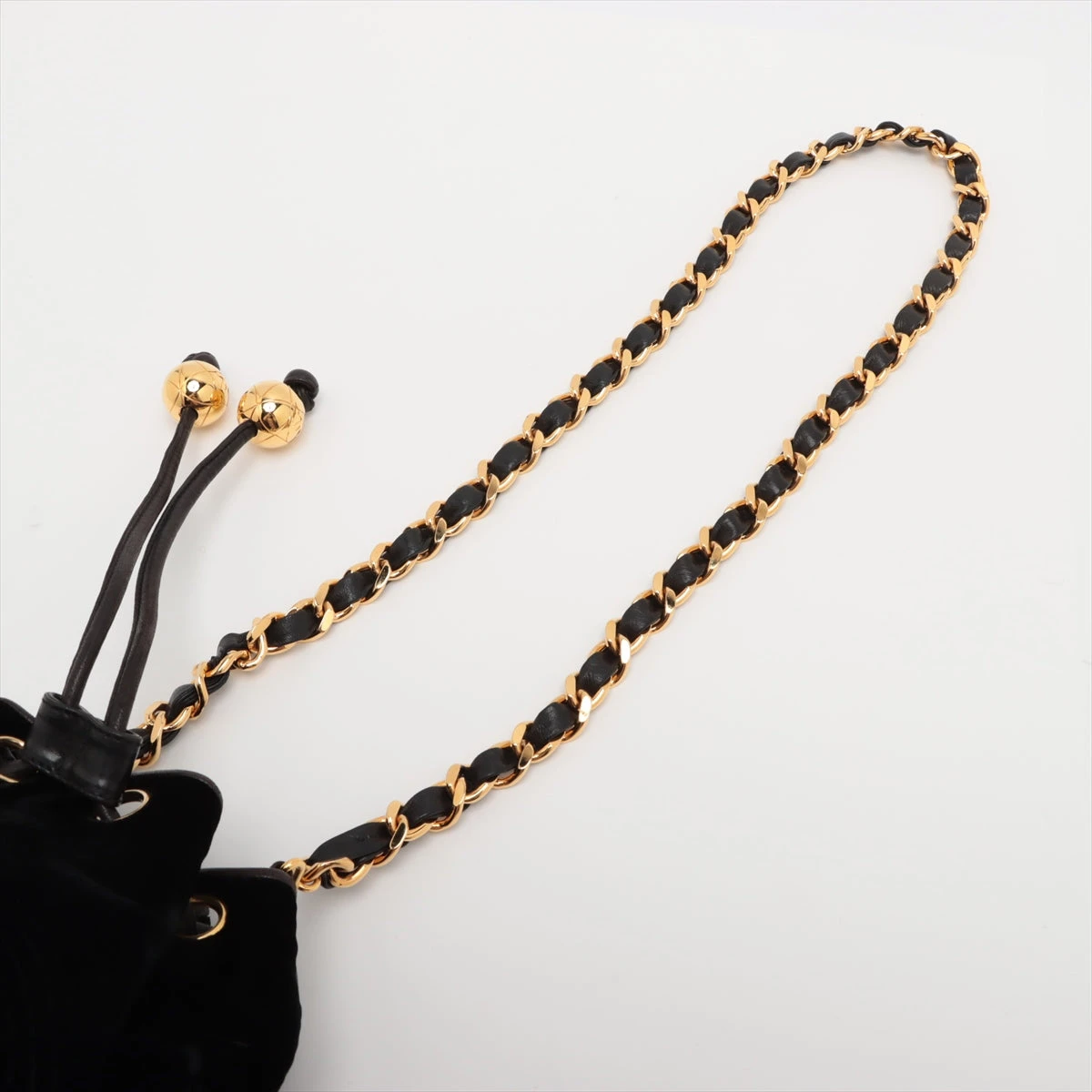 シャネル ココマーク ベロア チェーンショルダーバッグ 巾着 ブラック