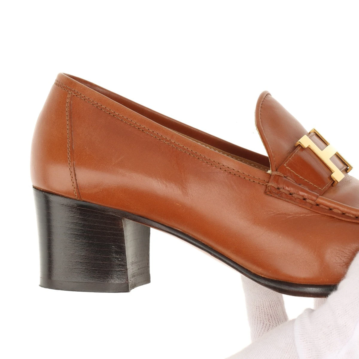 Hermès ブラウンレザー ローファー　38 美品❣️ エルメス コンスタンス レザー ローファー 37.5 レディース