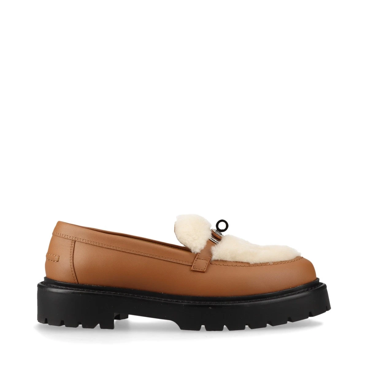 エルメス ファー×レザー ローファー EU36 レディース ベージュ