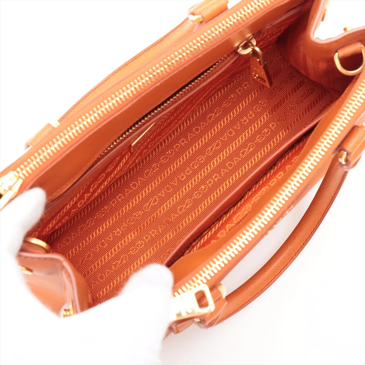 プラダ GALLERIA レザー オレンジ ハンドバッグ オレンジ プラダ ガレリア クロコダイルレザー ミニバッグ | PRADA
