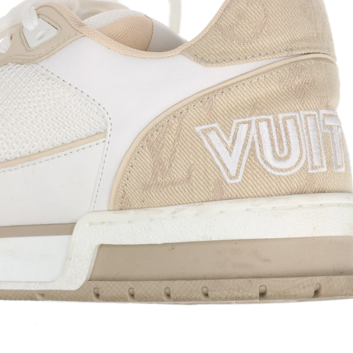 メンズ*LV*トレーナー スニーカー モノグラム ホワイトベージュ ヴィトン LVトレイナーライン 22年 レザー×ファブリック