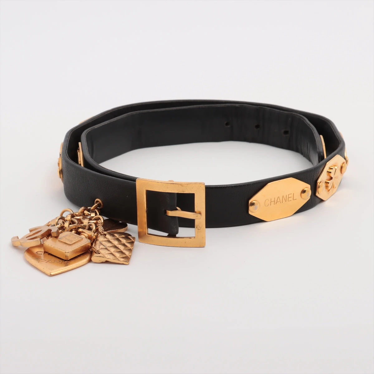 シャネル アイコン 96P ベルト 70/28 レザー ブラック A3345702｜中古