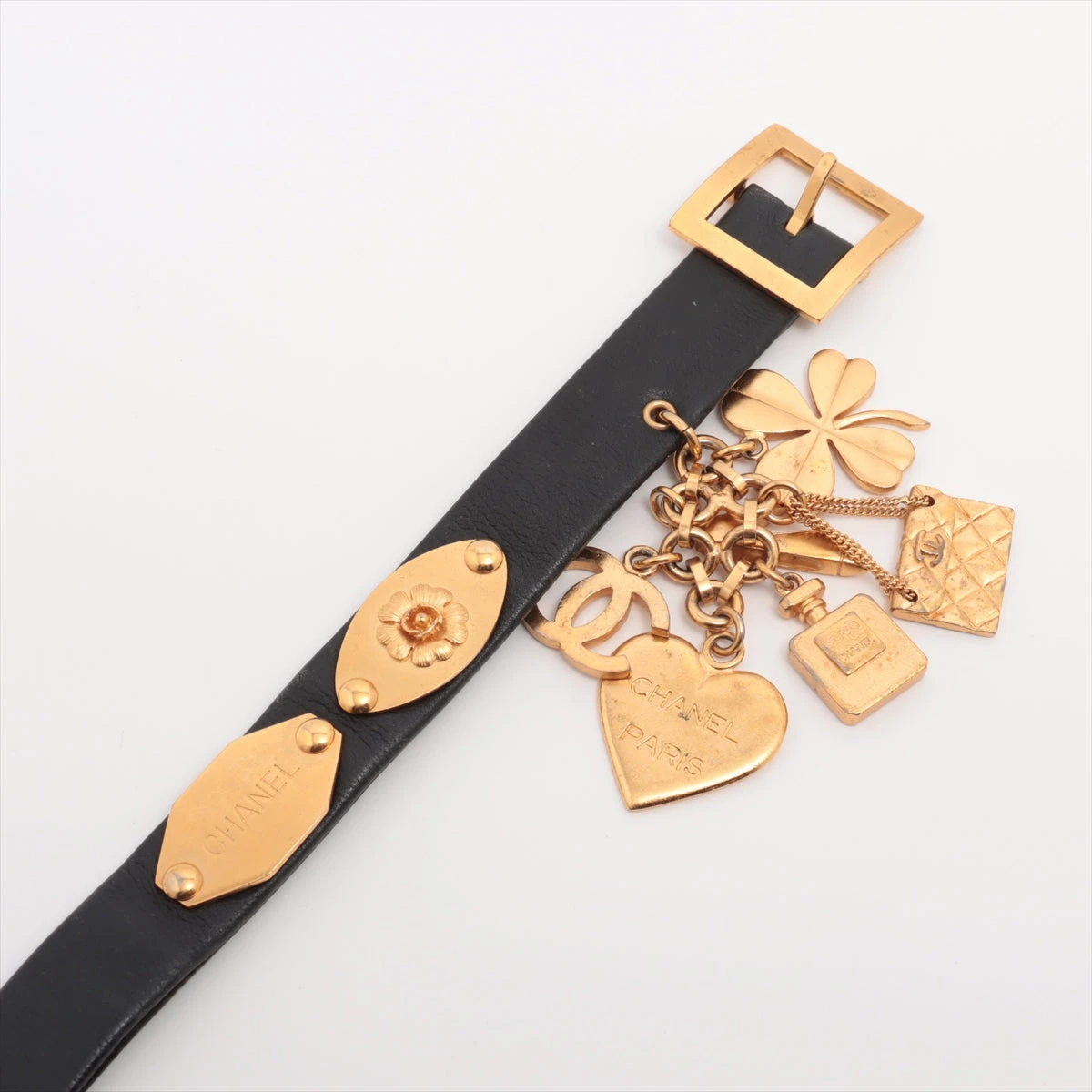 【美品】CHANEL シャネル 96A カンボン スクエア レザー ベルト 美品】CHANEL シャネル 96A カンボン スクエア レザー ベルト