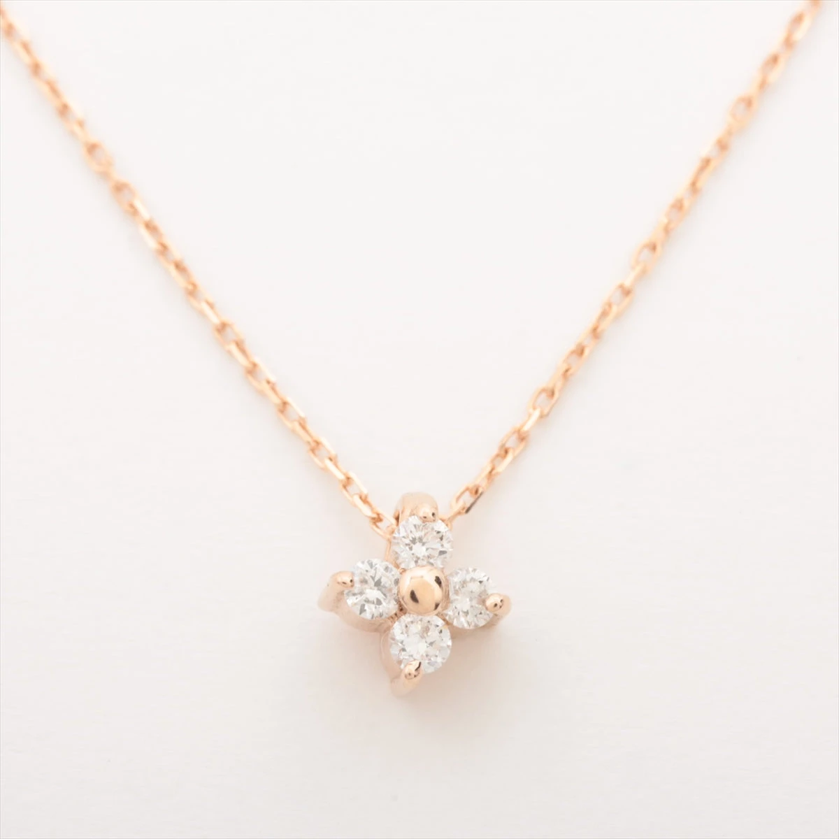 ネックレス K18YG レイヤー ダイヤモンド フローレット ネックレス