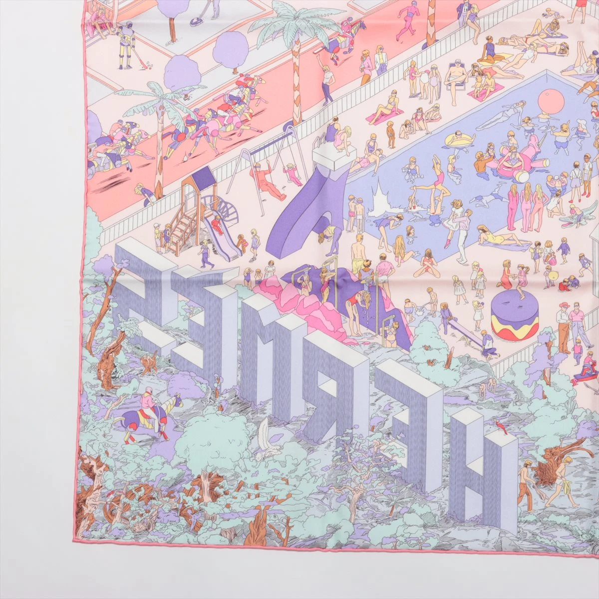 HERMES シルクスカーフ ビーチデザイン 90cm エルメス 2022SS カレ 90 《エルメス・オン・ザ・ビーチ》｜PINK
