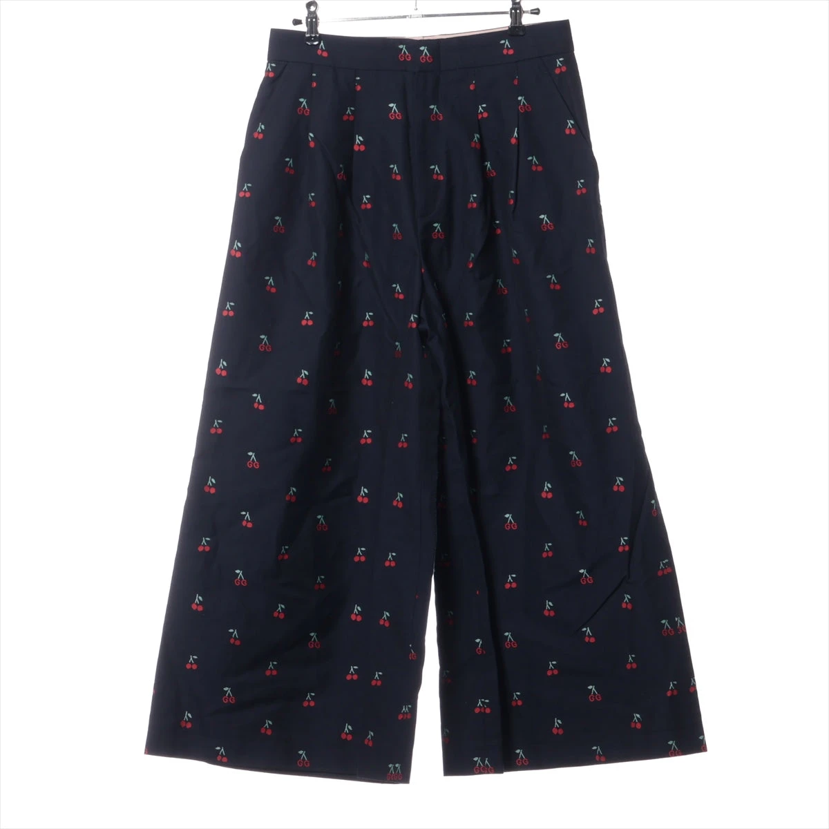 グッチ GG 19年 コットン×ウール パンツ 42 レディース ネイビー 