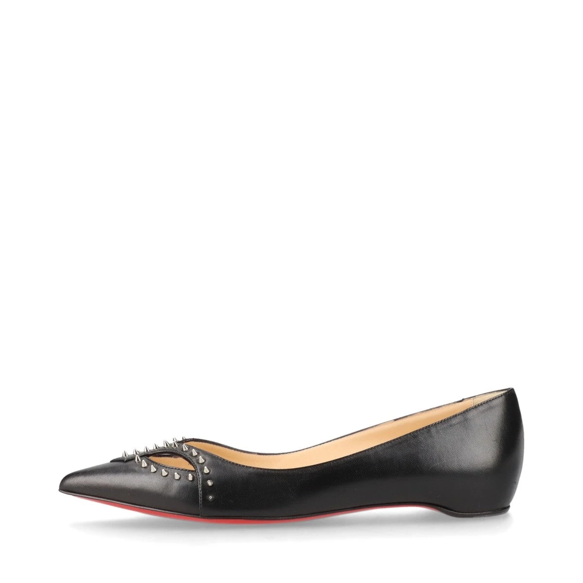Christian Louboutin　レザー スタッズ フラット パンプス Christian Louboutinレザー スタッズ フラット パンプス