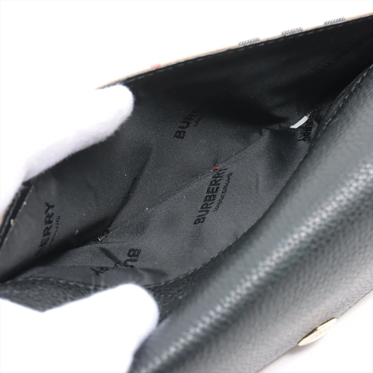 BURBERRY バーバリー 長財布 PVC ノバチェック ブラック系 バーバリー ノバチェック PVC×レザー 長財布 ベージュ×ブラック