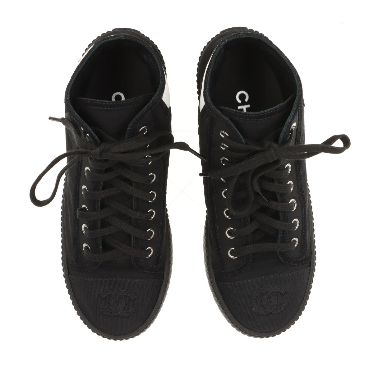 CHANEL スニーカー G38091 シャネル ココマーク レザー×ファブリック ハイカットスニーカー