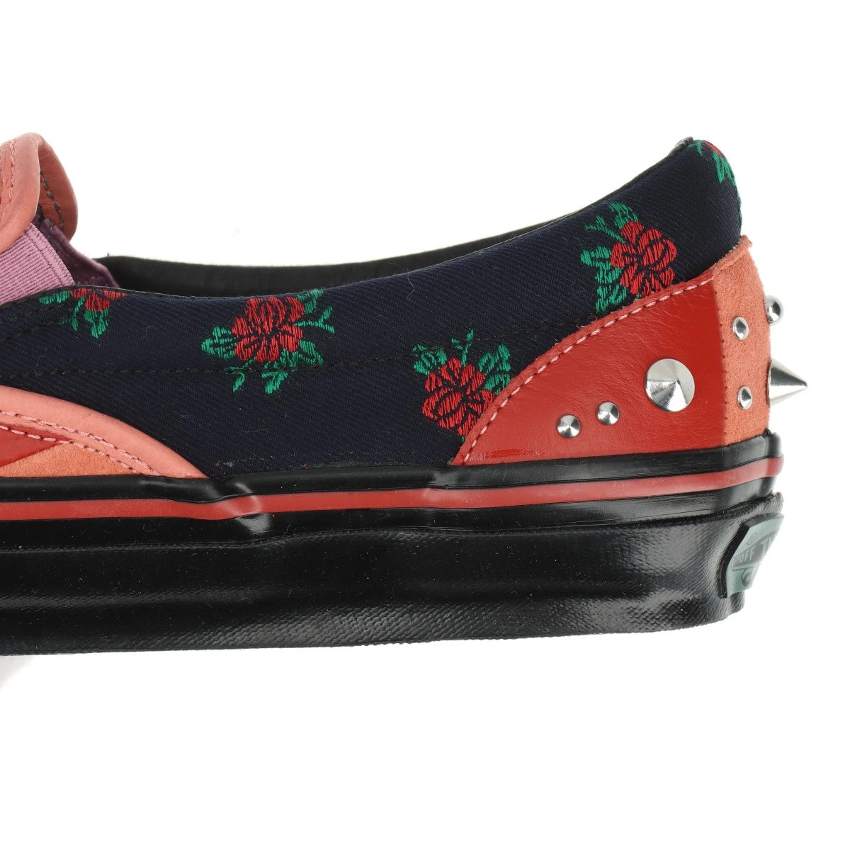 グッチ×バンズ レザー スリッポン 27cm メンズ レッド×ブラック 721278