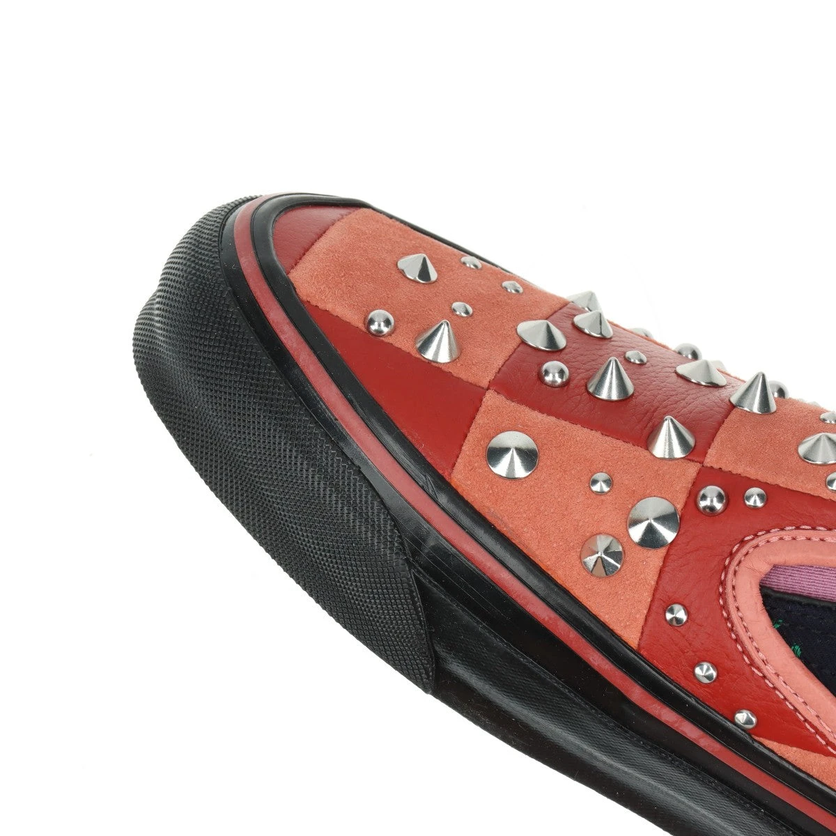 グッチ×バンズ レザー スリッポン 27cm メンズ レッド×ブラック 721278