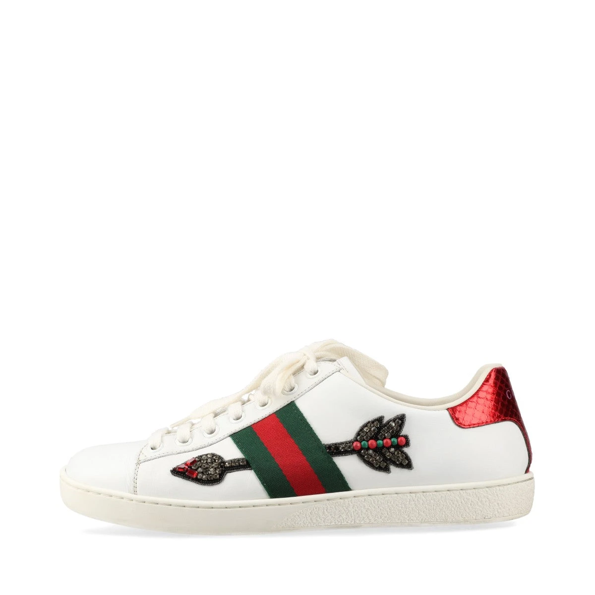 GUCCI レザー スニーカー37 グッチ エース レザー スニーカー 37 レディース ホワイト