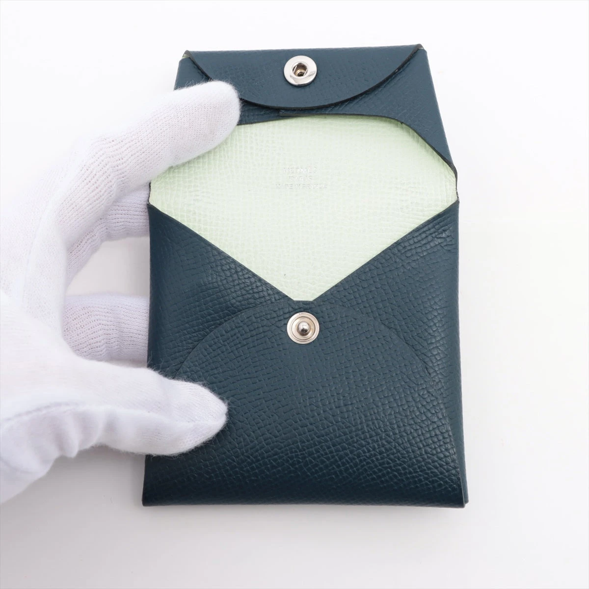 エルメス バスティア ヴォーエプソン コインケース ネイビー シルバー