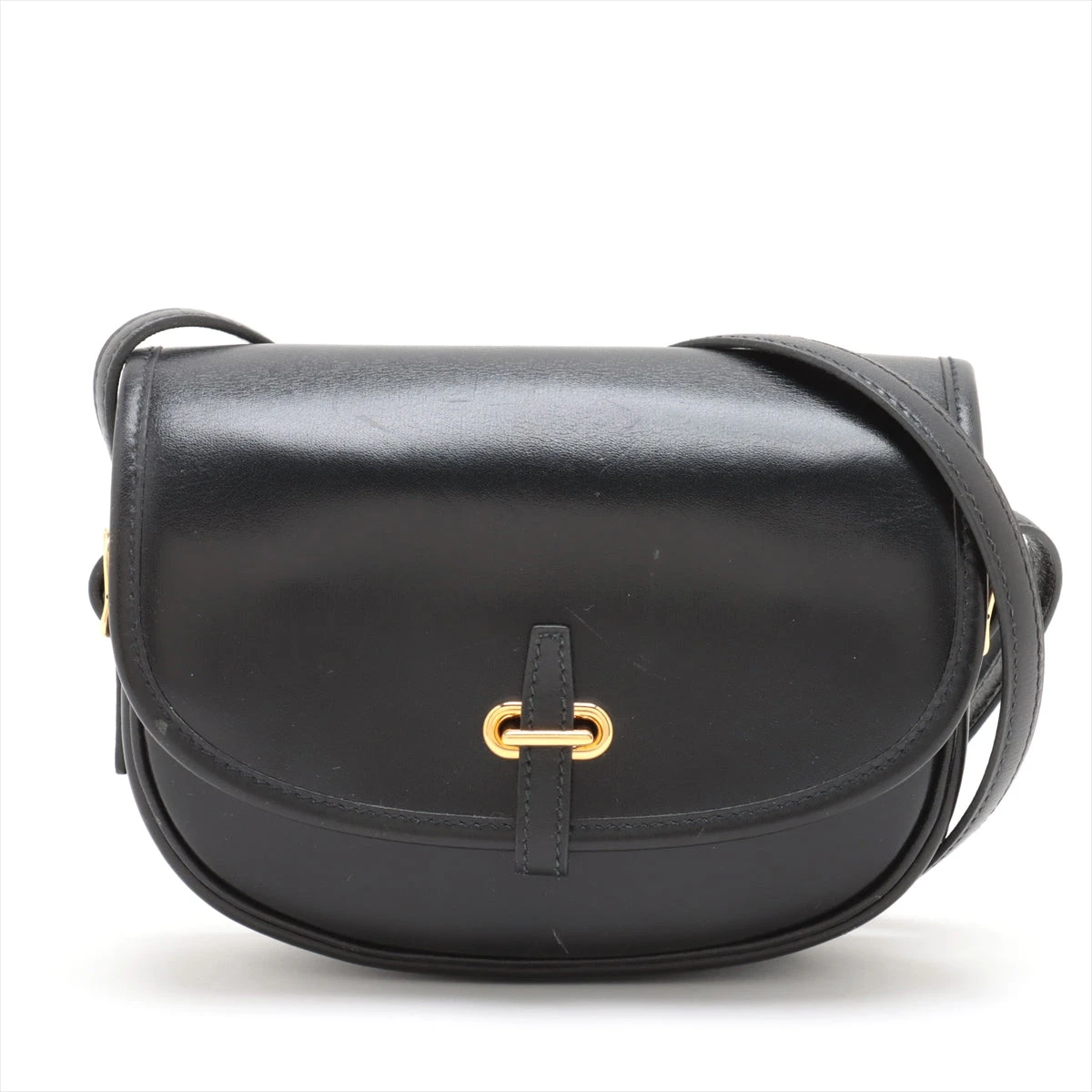 エルメス バルドゴルフ ボックスカーフ ブラック ゴールド金具 ○Y 