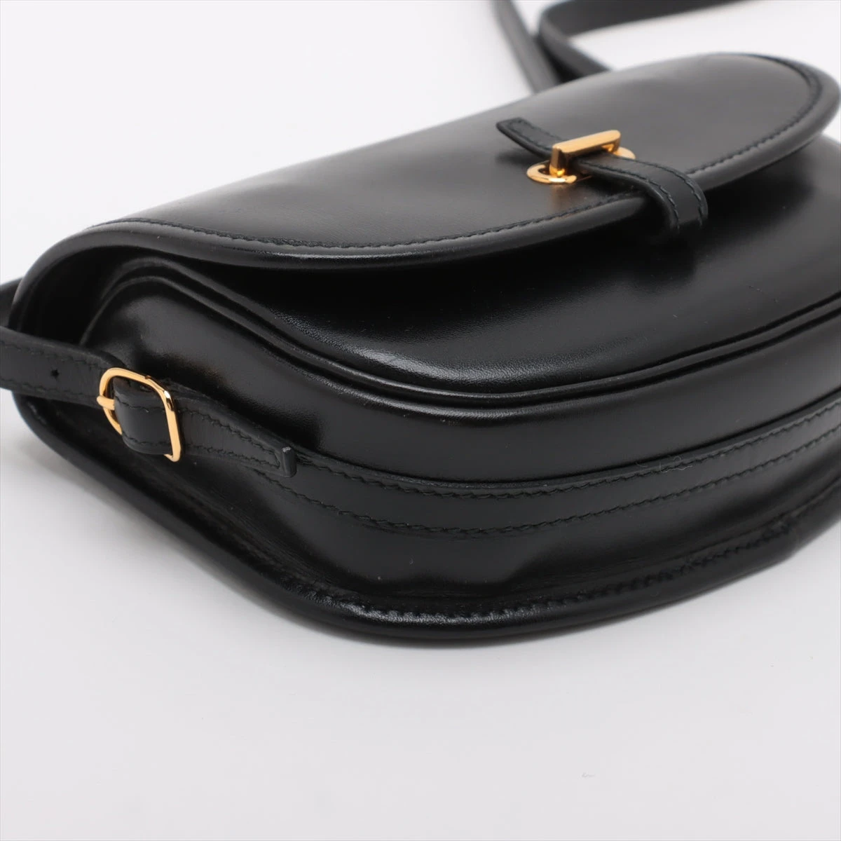 エルメス バルドゴルフ ボックスカーフ ブラック ゴールド金具 ○Y 