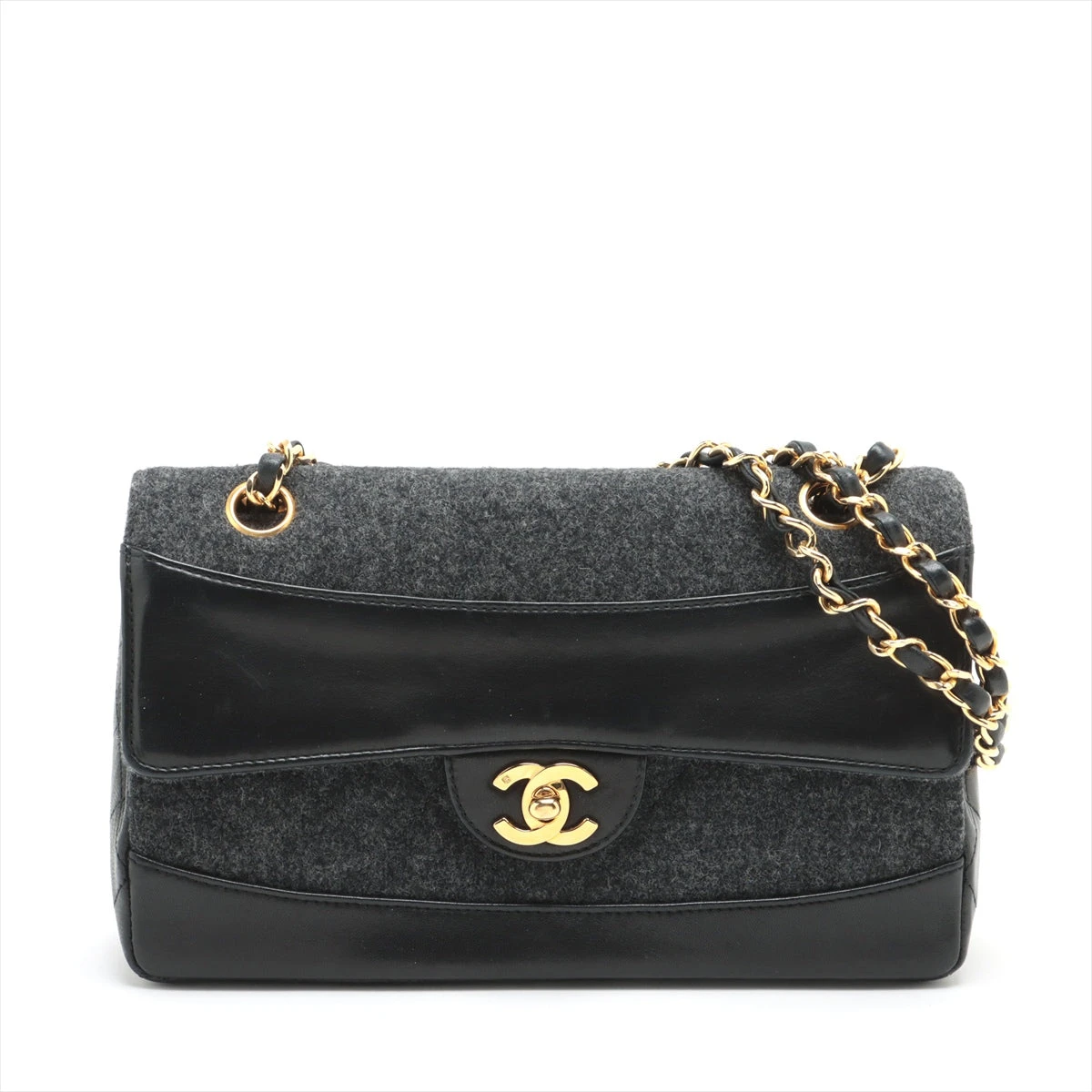 シャネル マトラッセ ラムスキン×ウール シングルフラップ ダブル  