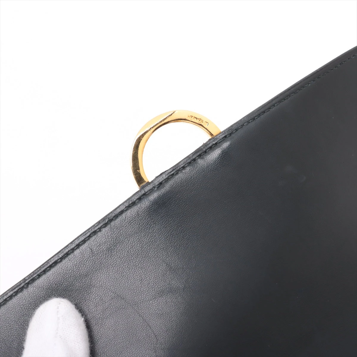 エルメス リングドゥ ボックスカーフ ブラック ゴールド金具 ○V