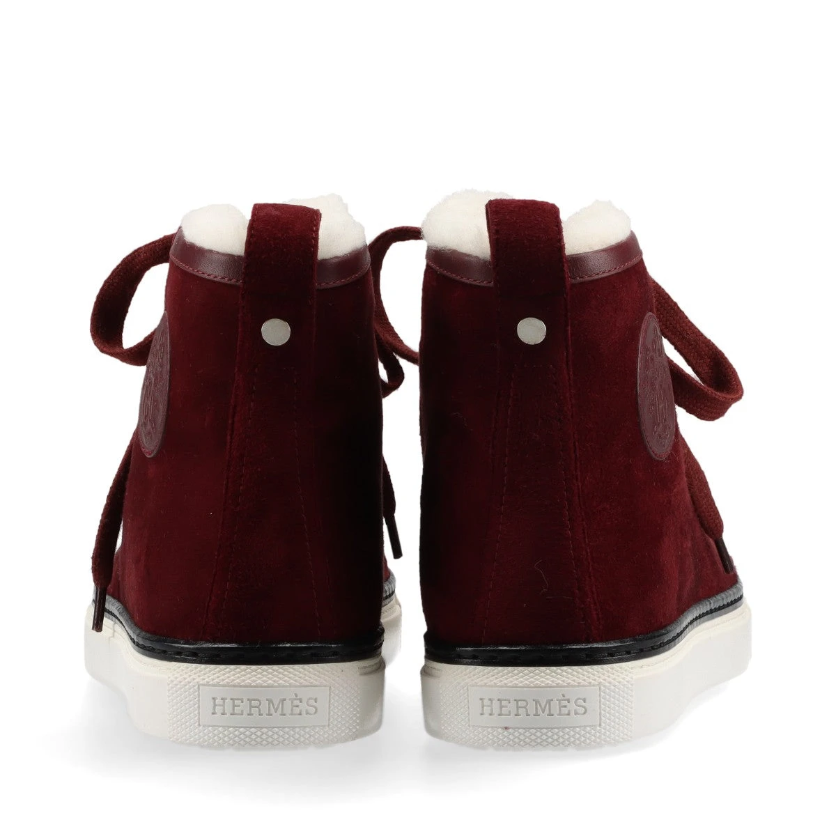 エルメス スエード×ムートン ハイカットスニーカー 37
