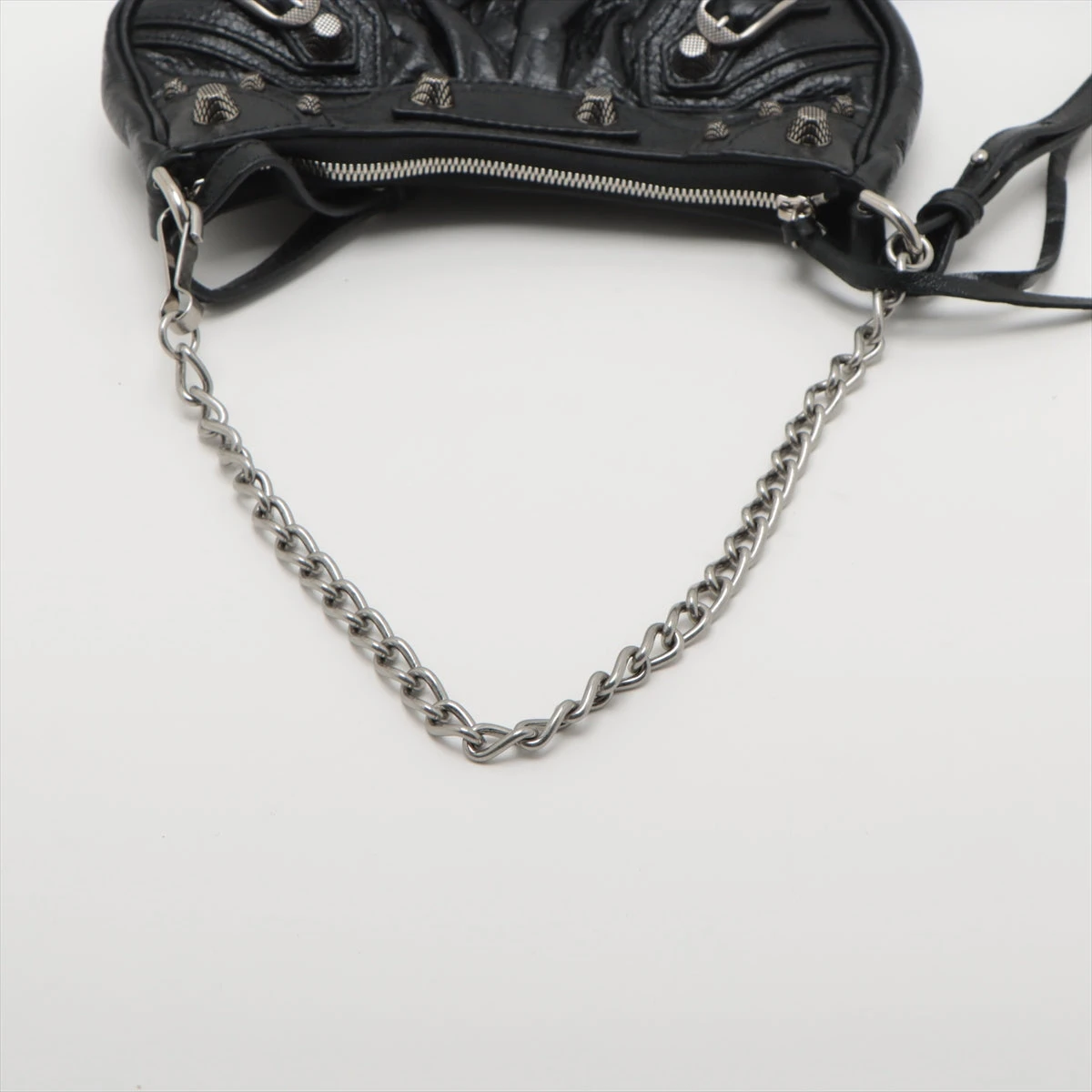 (SALE!)(バレンシアガ)ブラックレザー カゴール デコレット 極美品 BALENCIAGA バレンシアガ ショルダーバッグ NEO CAGOLE