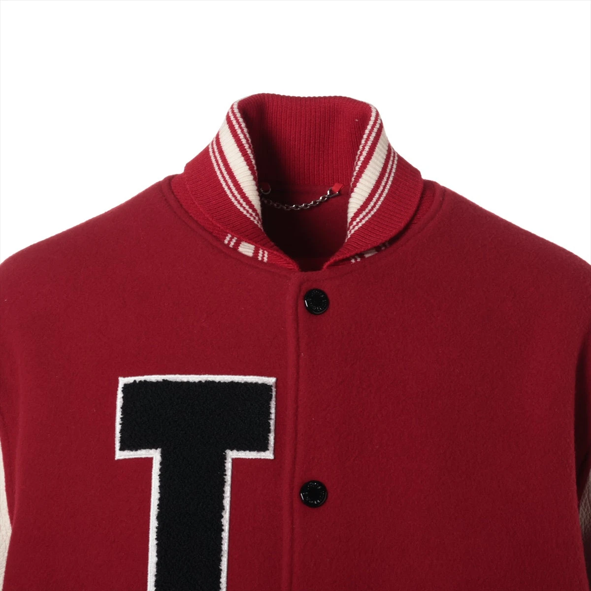 ヴィトン 19AW レザー×ウール×カシミヤ スタジャン 50 メンズ レッド