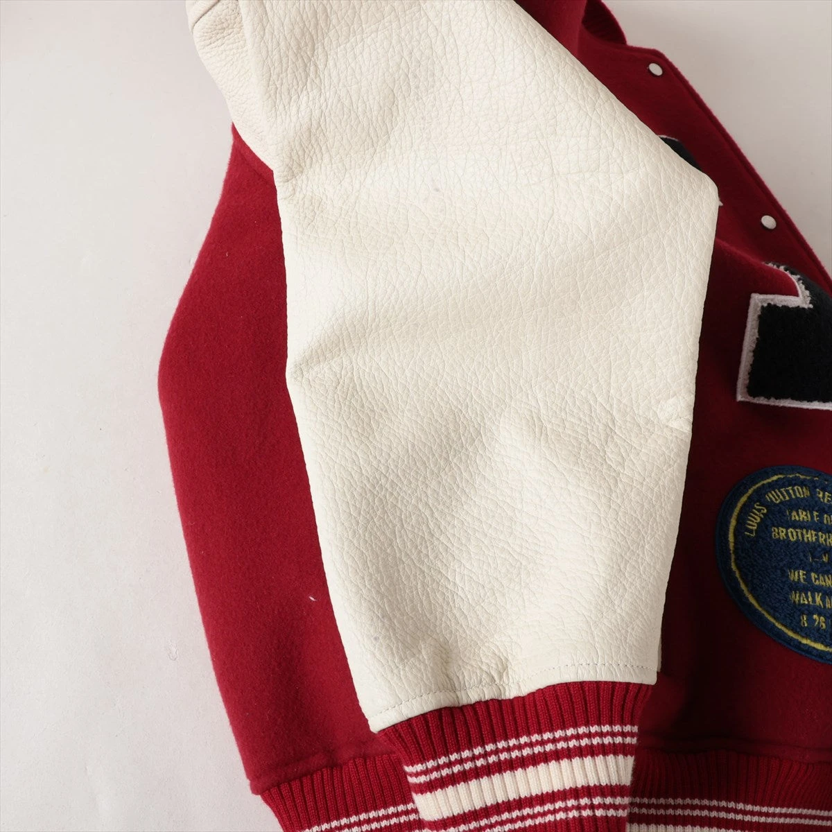ヴィトン 19AW レザー×ウール×カシミヤ スタジャン 50 メンズ レッド