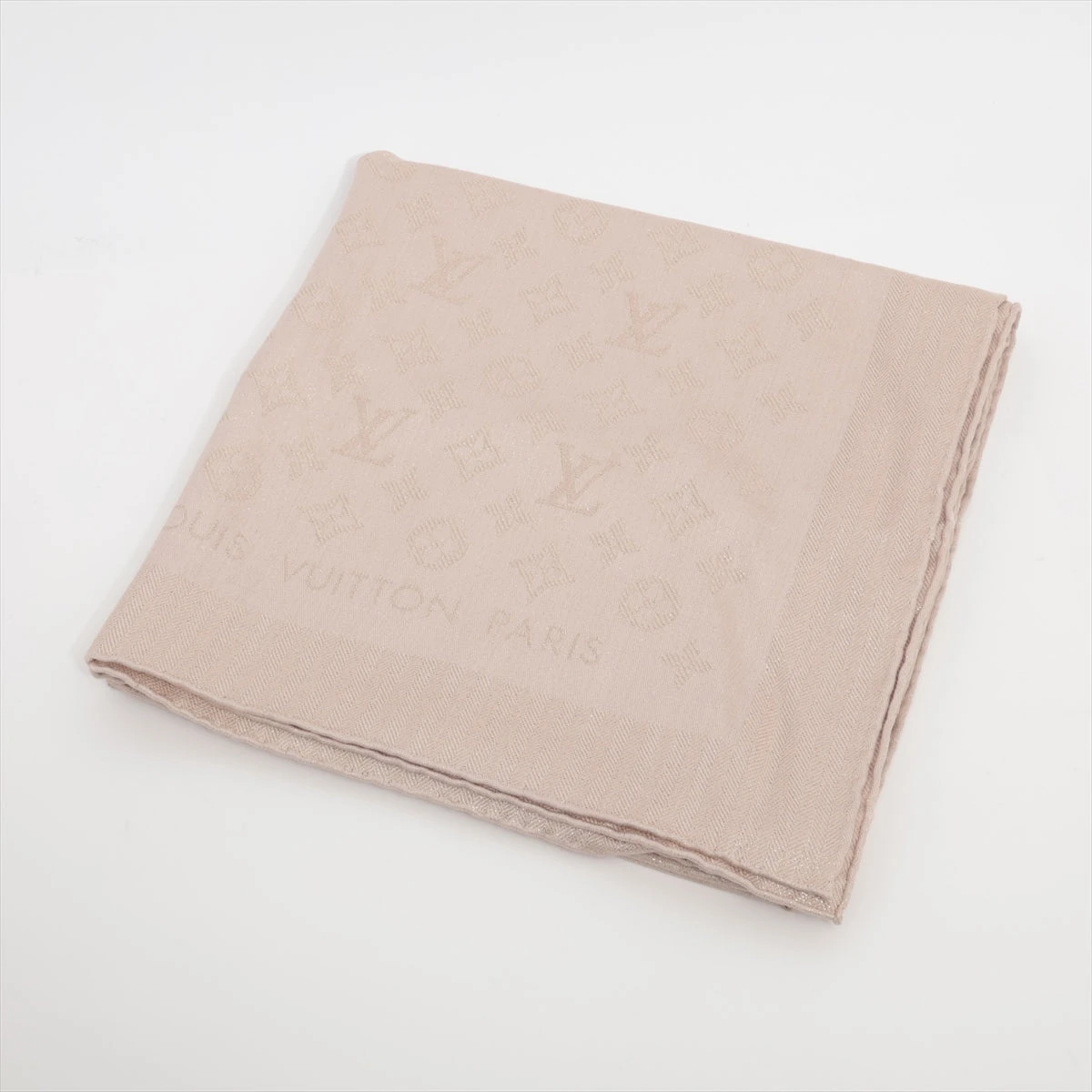 LOUISVUITTON ルイヴィトン 大判 スカーフ ベージュ シルク　ウール ヴィトン M77716 ショールモノグラム OS1292 スカーフ シルク