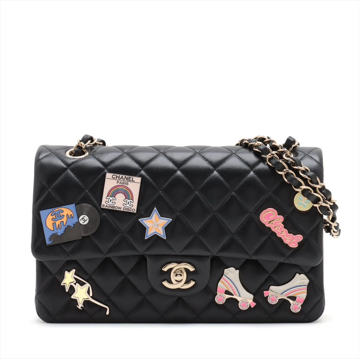 CHANEL マトラッセ ダブルフラップ ラムスキン ブラック ゴールド金具 シャネル マトラッセ ラムスキン ダブルフラップ ダブルチェーン