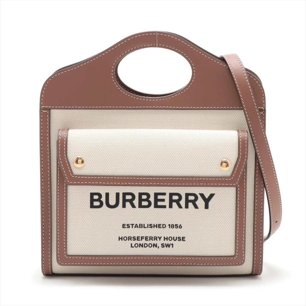 本物 バーバリー BURBERRY レザー トートバッグ ハンドバッグ ブラウン  