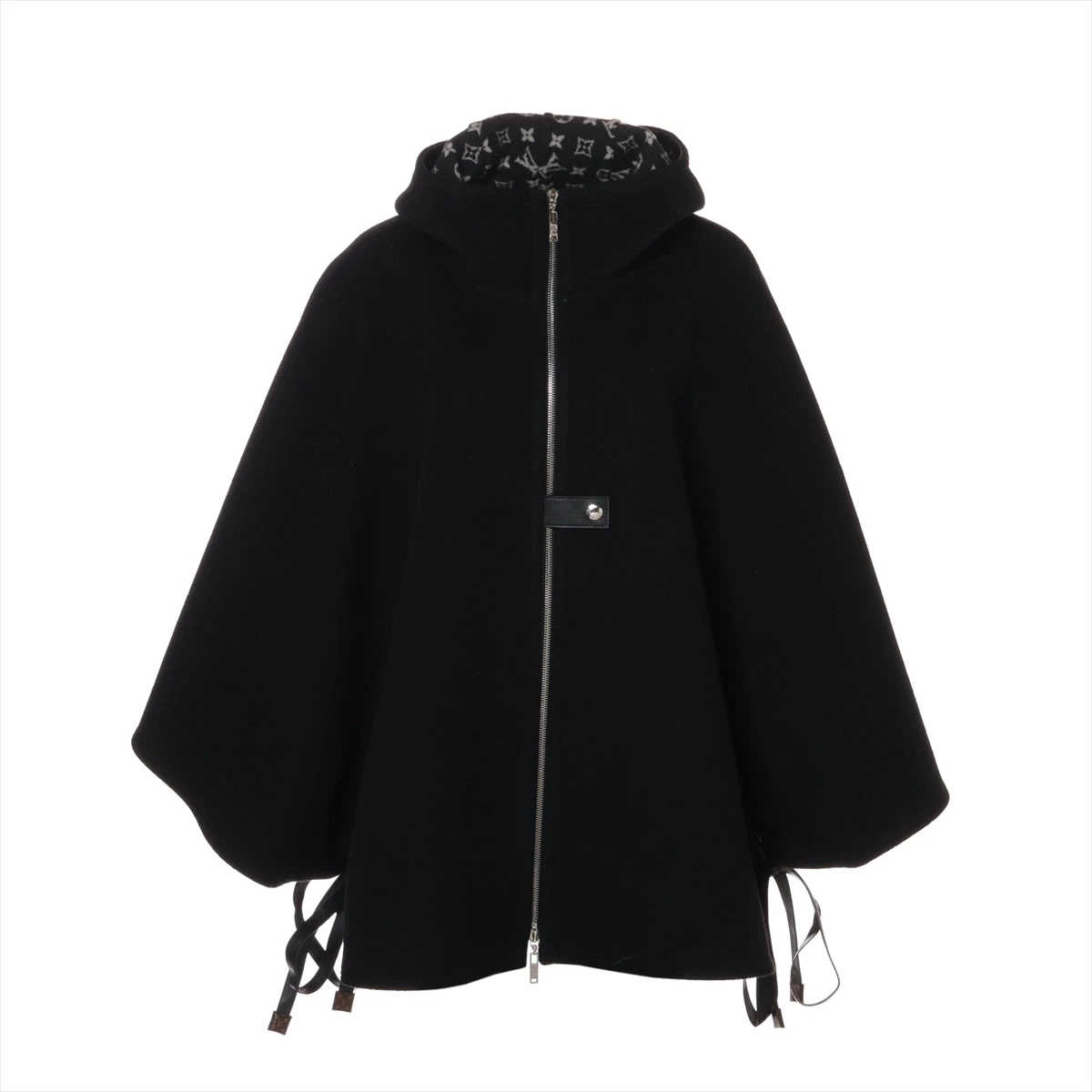 【極美品】 ヴァレンティノ ウールシルク レザー ポンチョ ケープ ワンピース 極美品】 ヴァレンティノ ウールシルク レザー ポンチョ ケープ