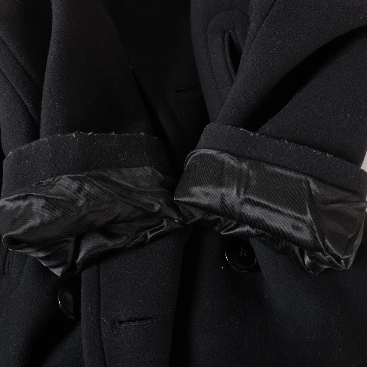エルメス 14AW ウール コート 42 レディース ブラック 47-7107 毛玉 有