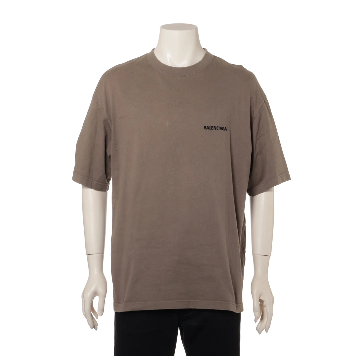 バレンシアガ 21年 コットン Tシャツ M ブラウン 612966 左肩穴