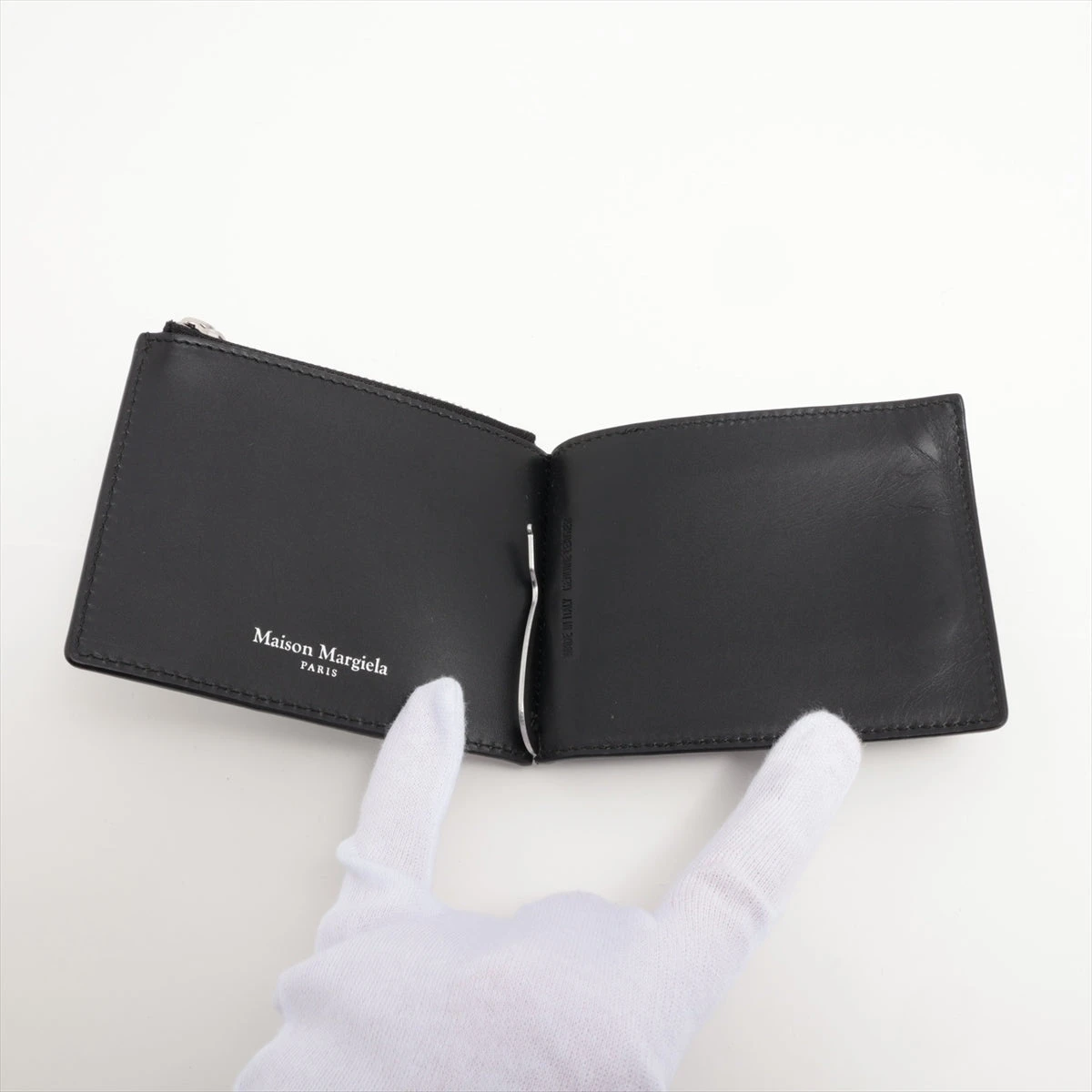 速くおよび自由な Maison Margiela マネークリップ ブラックレザー 小物