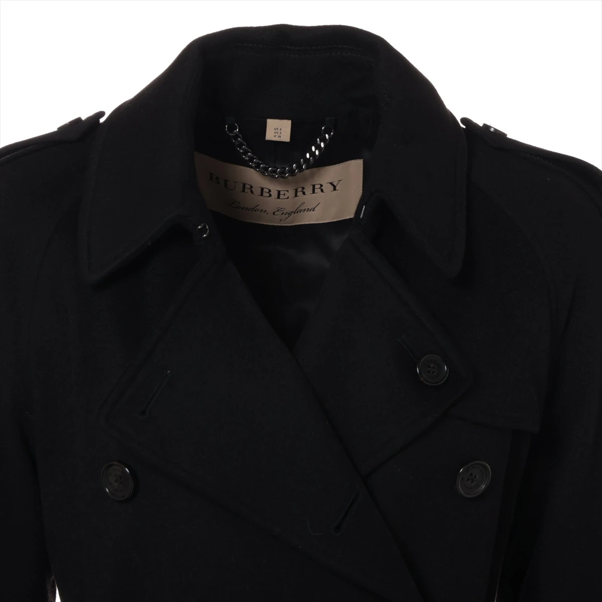 バーバリー カシミヤ トレンチコート I36 レディース ブラック