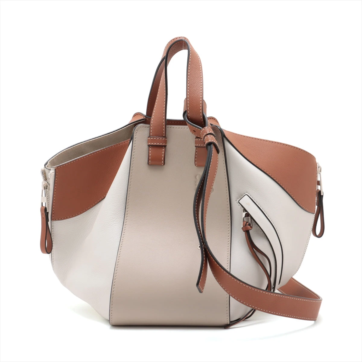 LOEWE ハンモックスモール2way ブラウンレザーハンドバッグ