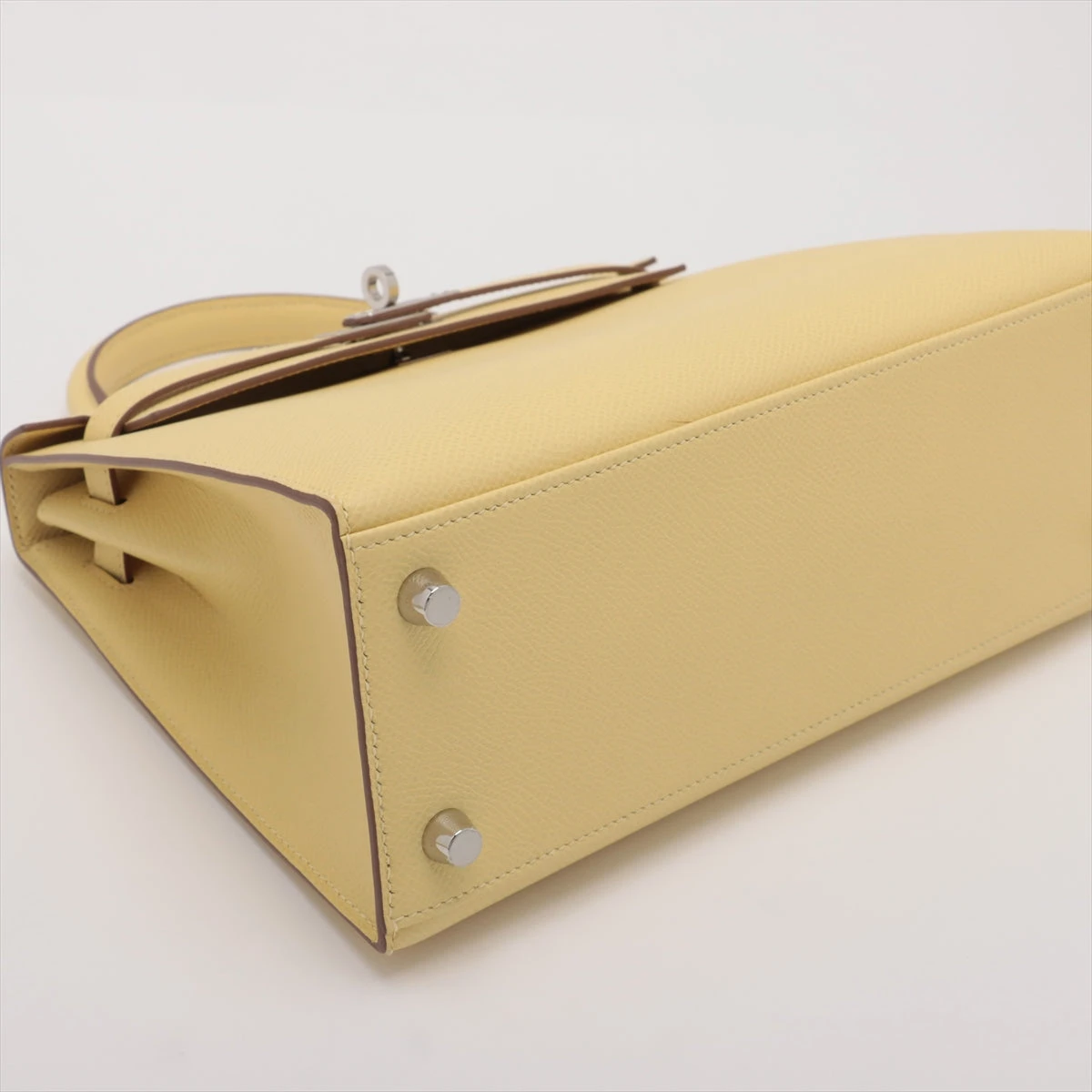 エルメス ケリー25 ヴォーエプソン ジョーヌプッサン シルバー金具 W