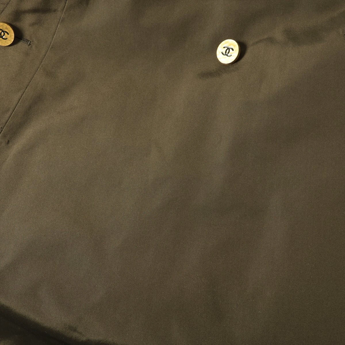 シャネル 94A シルク トレンチコート 38 レディース カーキ ココボタン