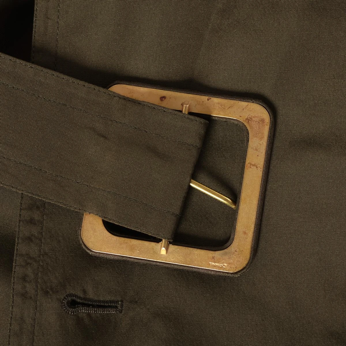 シャネル 94A シルク トレンチコート 38 レディース カーキ ココボタン