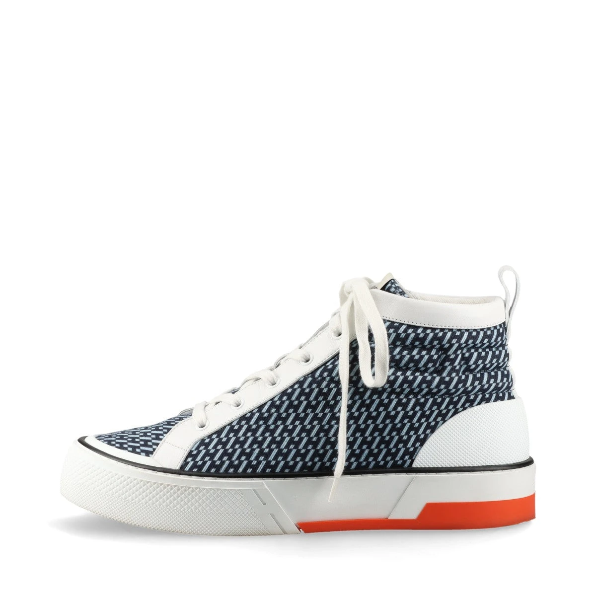 エルメスネイビー キャンバス スニーカー エルメス キャンバス×レザー ハイカットスニーカー EU43 メンズ ブルー