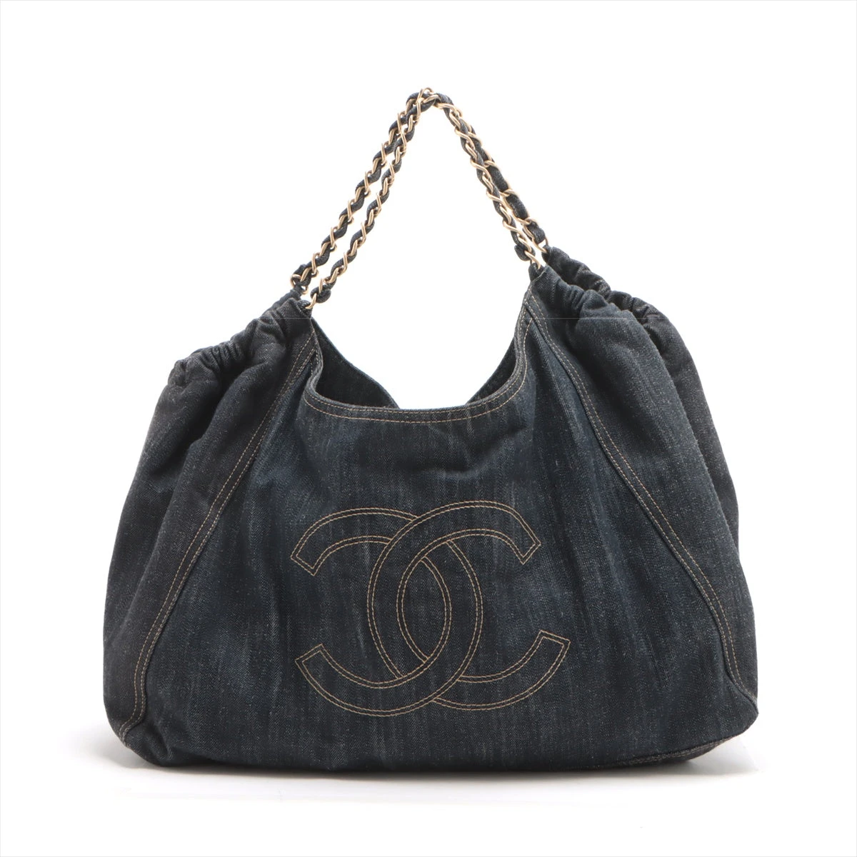 CHANEL デニム ココマーク チェーントートバッグ 8739 シャネル ココマーク デニム チェーントートバッグ ネイビー