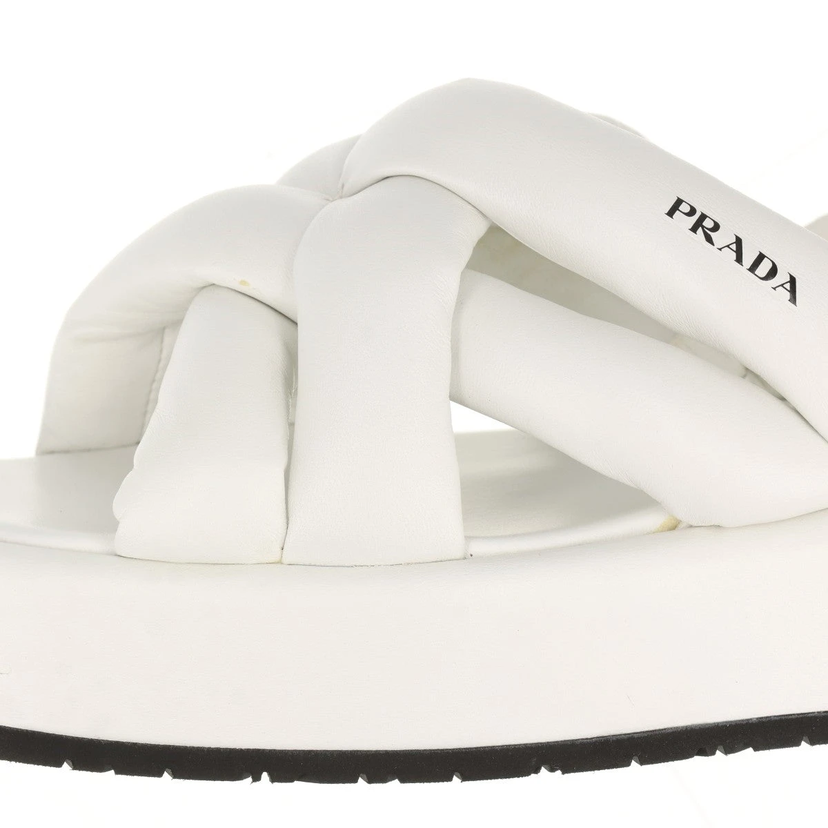 【PRADA】lady's ナッパレザーサンダル ロゴ white／black PRADA】lady's ナッパレザーサンダル ロゴ white／black (PRADA