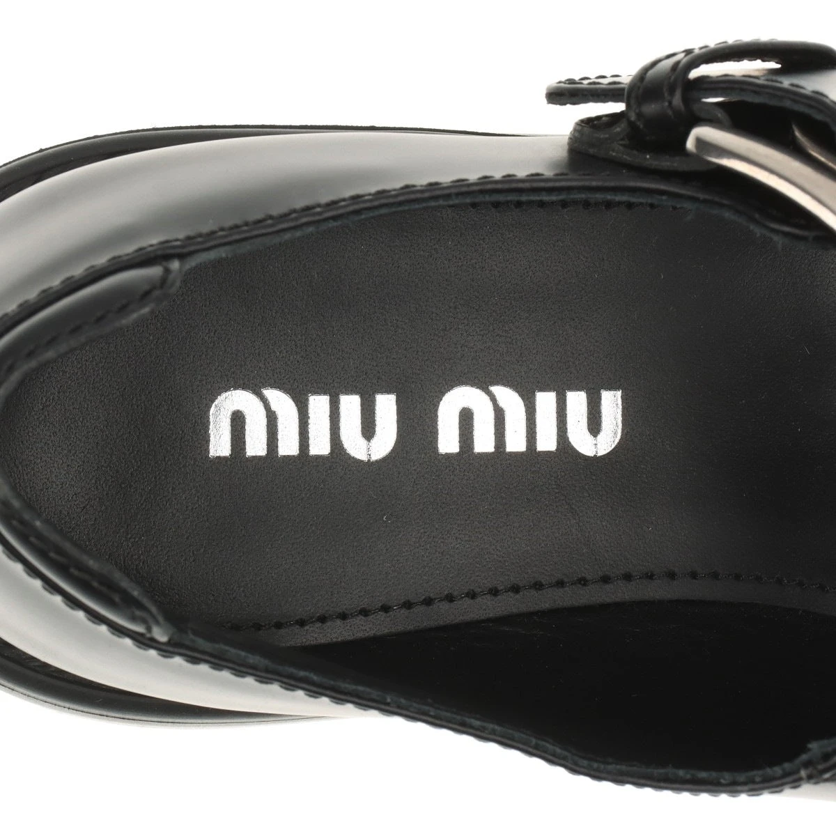 ミュウミュウ メリージェーン レザー ストラップパンプス 36.5