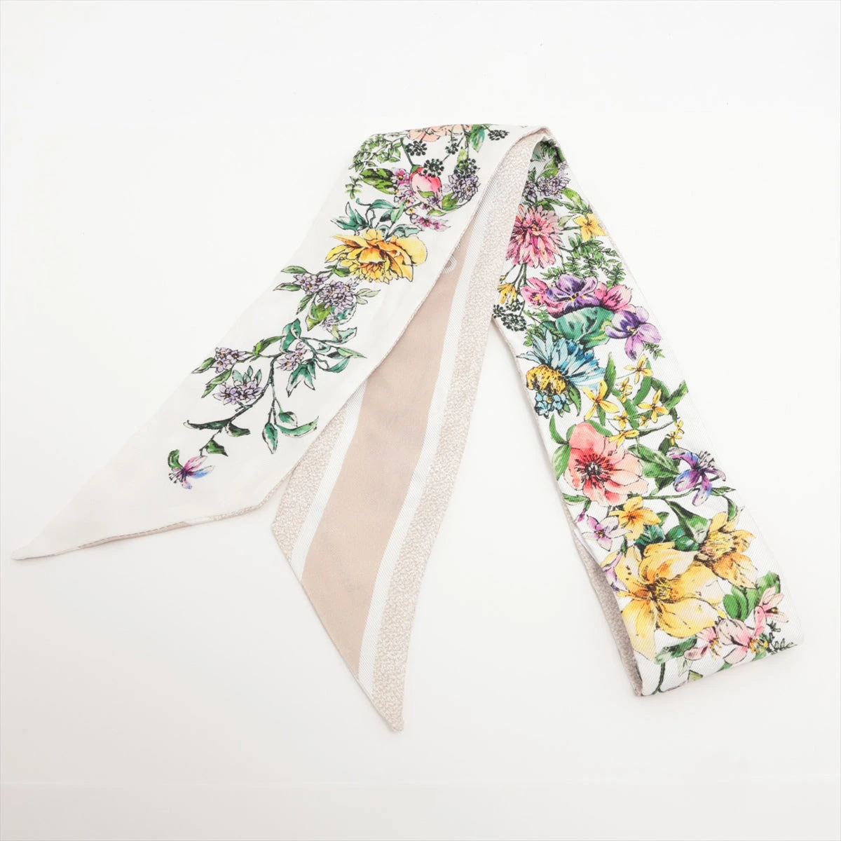 Dior D-Floral ミッツァ スカーフ　ベージュ　正規品 Dior】ディオール D-FLORAL ミッツァ スカーフ シルクツイル