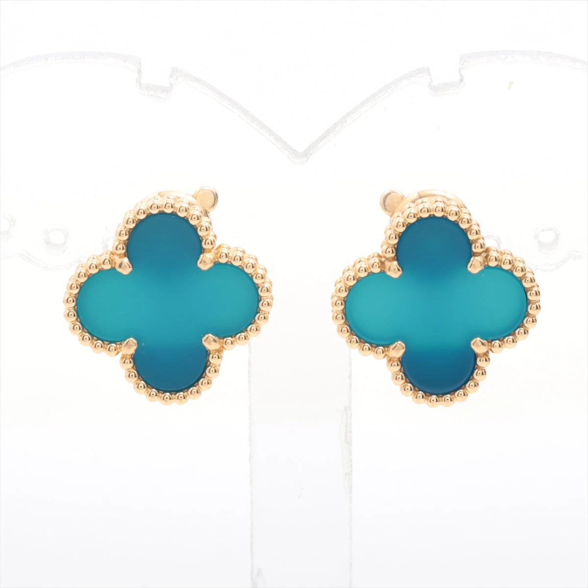 VCA ヴィンテージ アルハンブラ ピアス 18K YG ブルーアゲート ヴァンクリーフ&アーペル ヴィンテージアルハンブラ ブルー