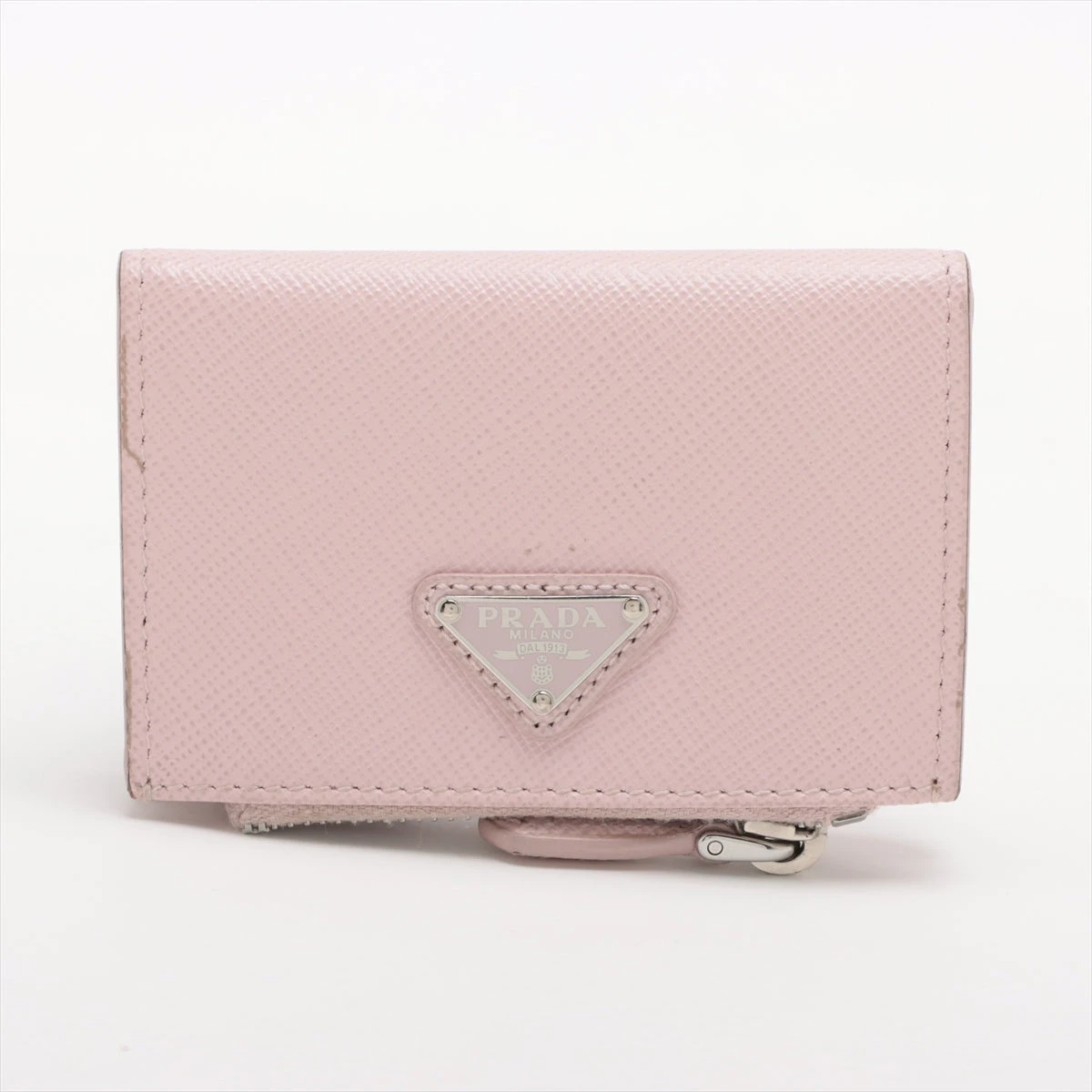 美品 プラダ PRADA コインケース サフィアーノ ピンク ラウンドジップ プラダ小銭入れ メタリックピンク系 レディース コインケース
