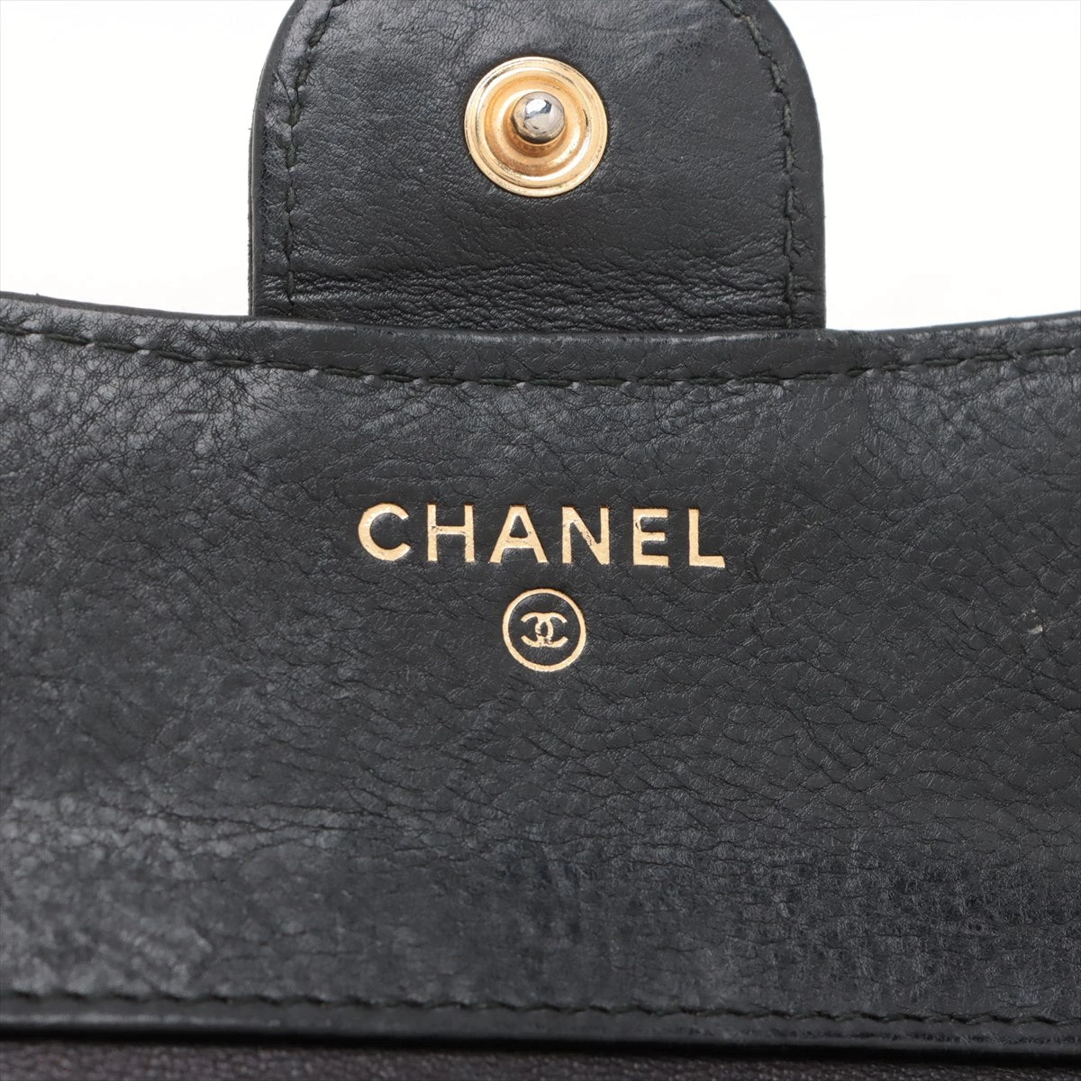 【CHANEL】 2.55 ラムスキン コンパクトウォレット シャネル Vステッチ ラムスキン コンパクトウォレット ブラック