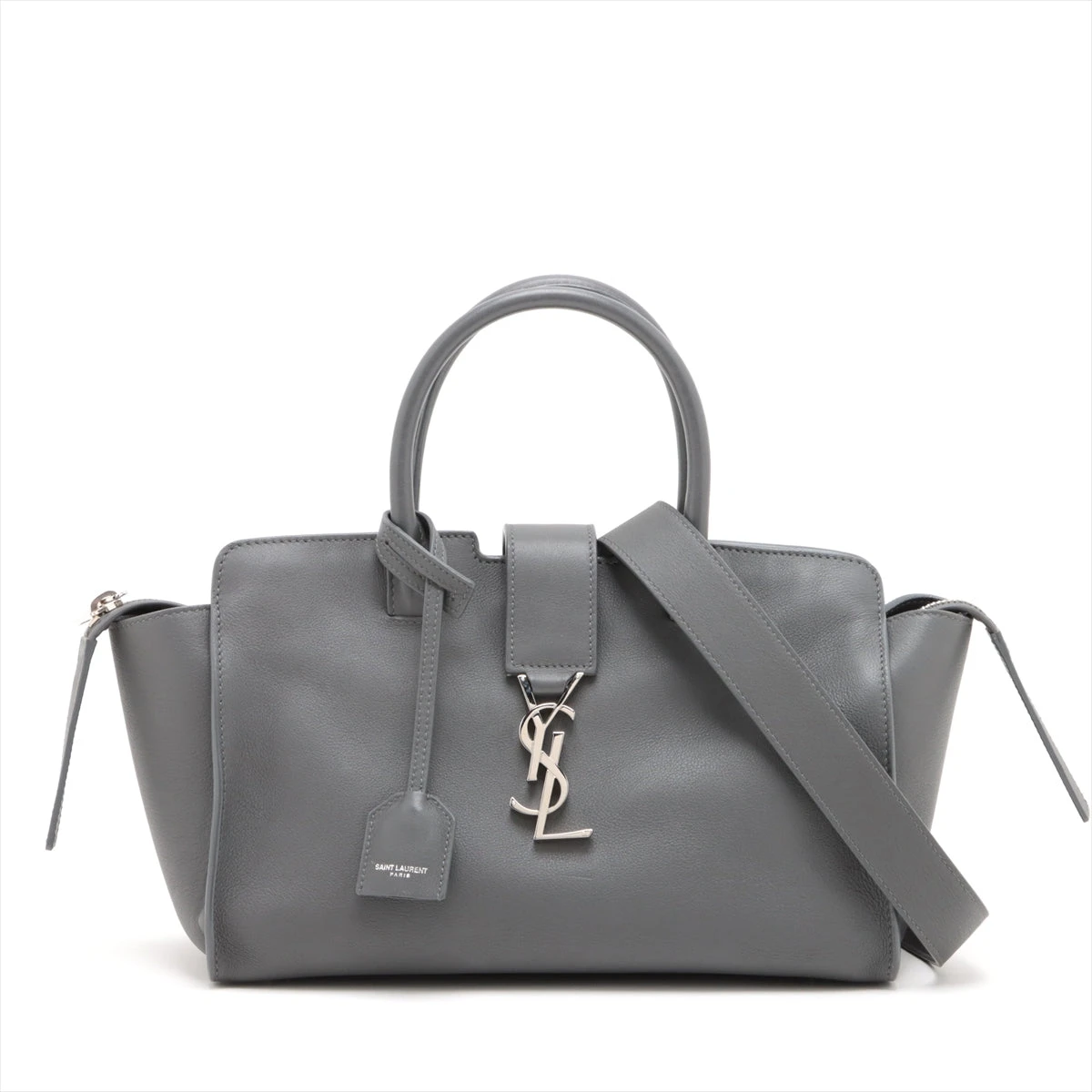 サンローランパリ ダウンタウンカバス レザー 2WAYハンドバッグ グレー  