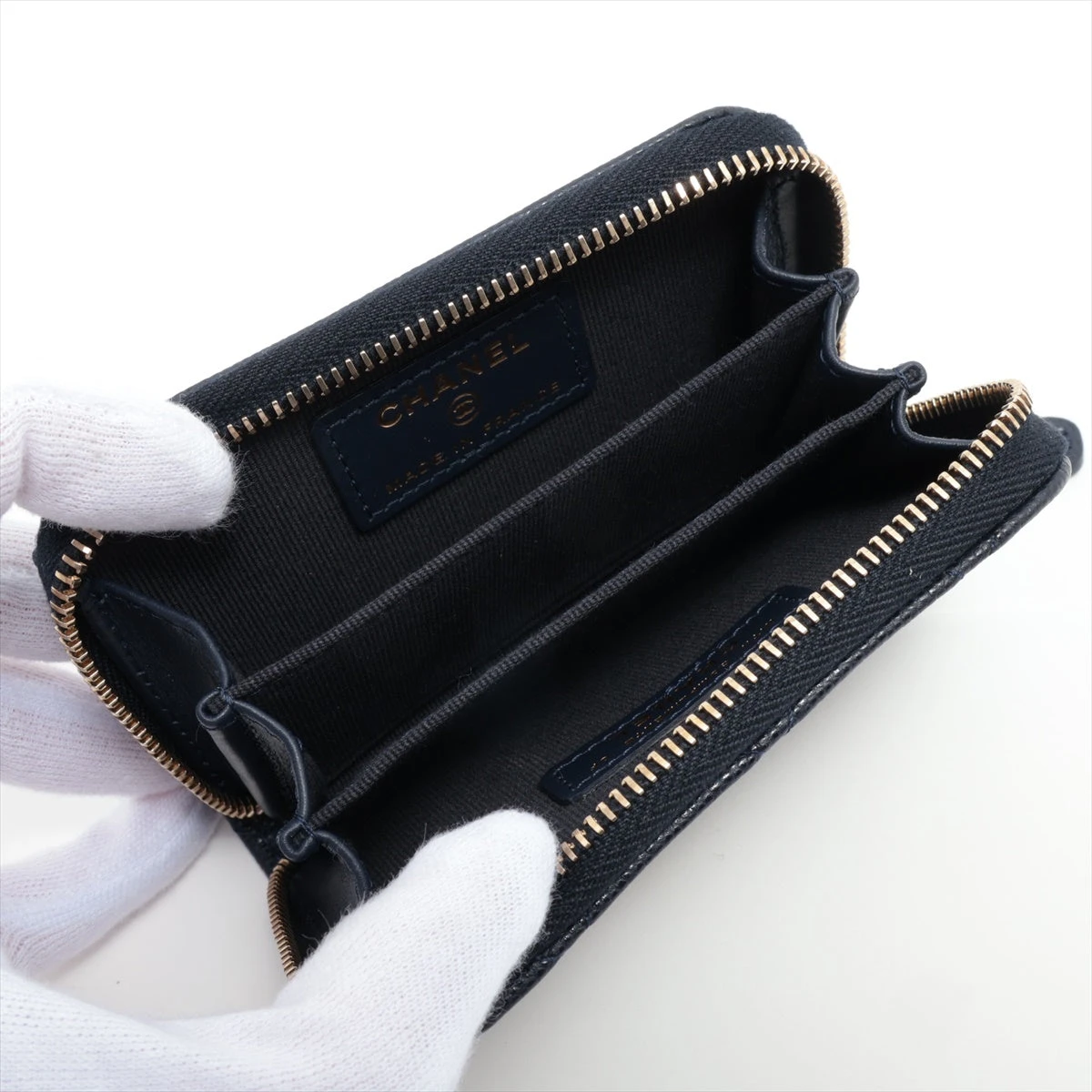 シャネル マトラッセ キャビアスキン コインケース ネイビー