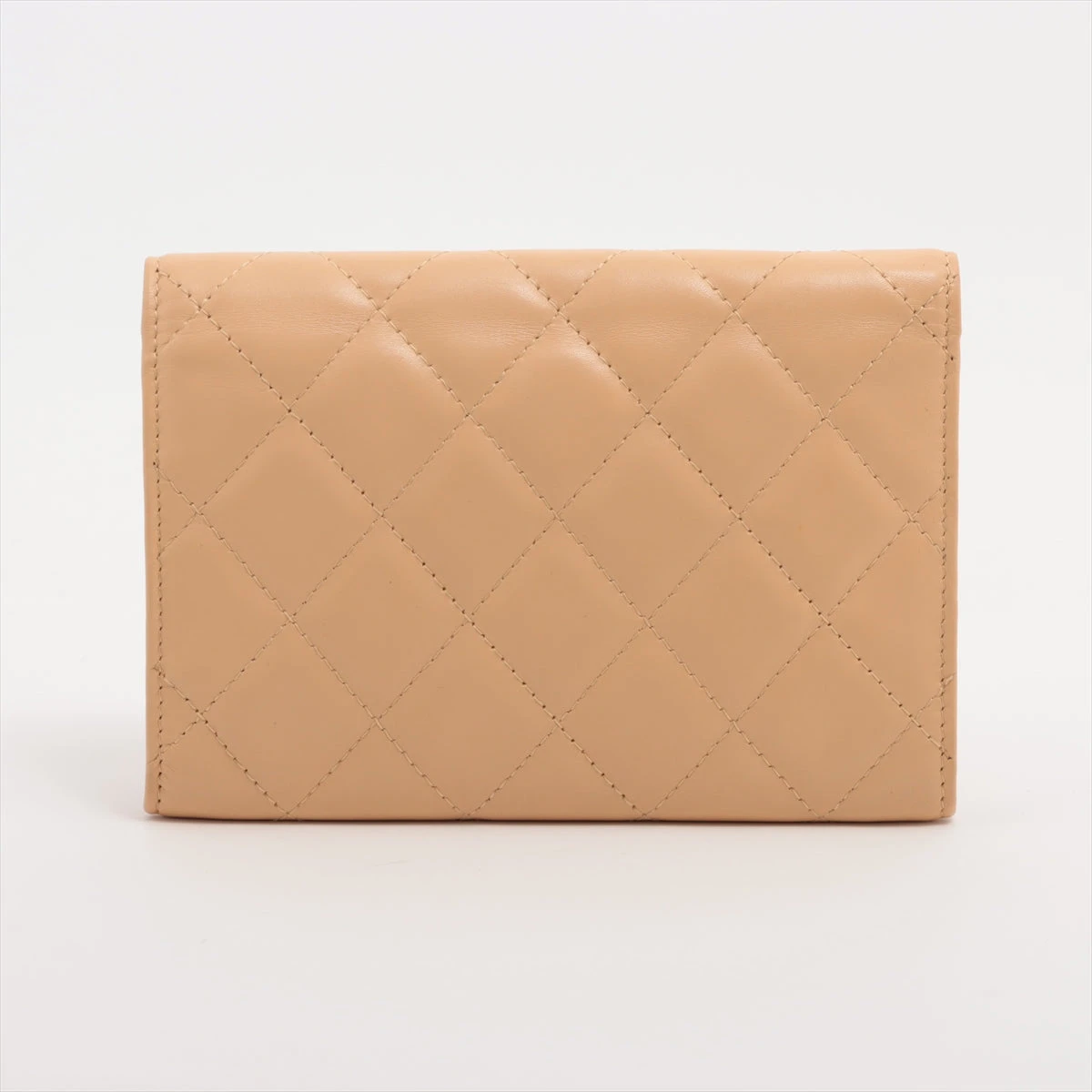 シャネル カンボンライン レザー 財布 ベージュ シルバー金具 9番台